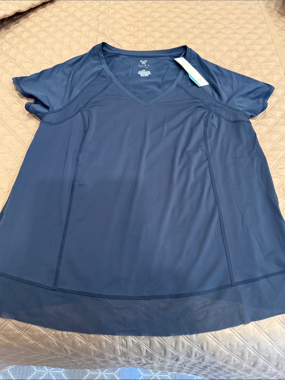 Livi Active Navy V-Neck Short Sleeve Performance Top